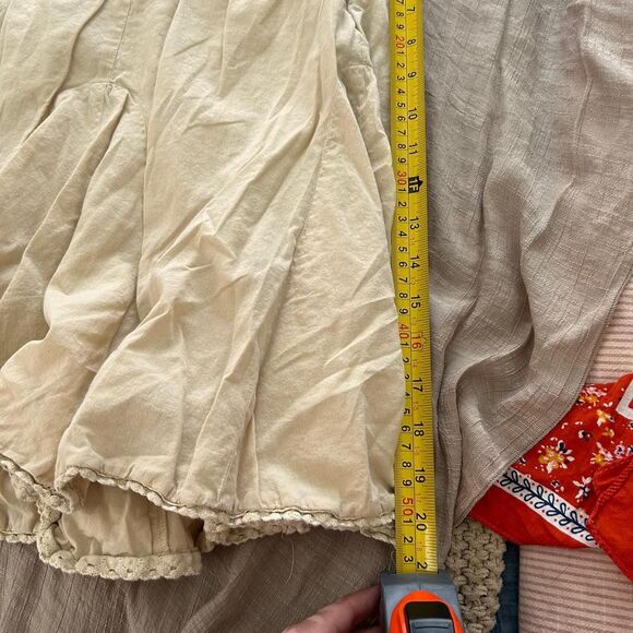 Vintage y2k cotton cream ivory ruffle pleated skirt size large - Picture 7 of 7